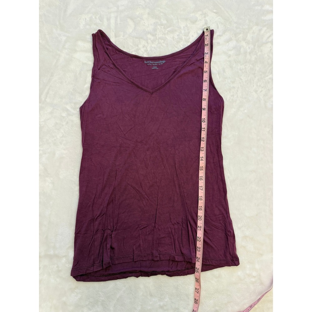 Soft Surroundings Womens Plum Purple V-Neck Viscose Tank Top Size Small 2AZ23 - Picture 2 of 8